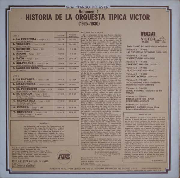 Master Release: Historia De La Orquesta Típica Victor (1925-1930) by Orquesta Típica Victor