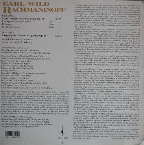 Piano Concerto No 4 In G Major, Op. 40 / Rhapsody On A Theme Of Paganini, Op. 43