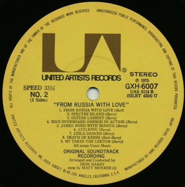 007 ロシアより愛をこめて = From Russia With Love (Original Motion Picture Sound Track)