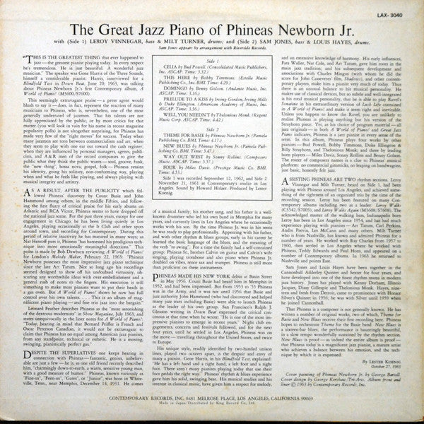 The Great Jazz Piano Of Phineas Newborn Jr.