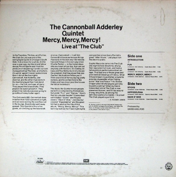 Mercy, Mercy, Mercy! Live At "The Club"