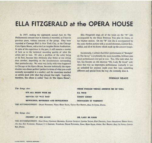 Ella Fitzgerald At The Opera House