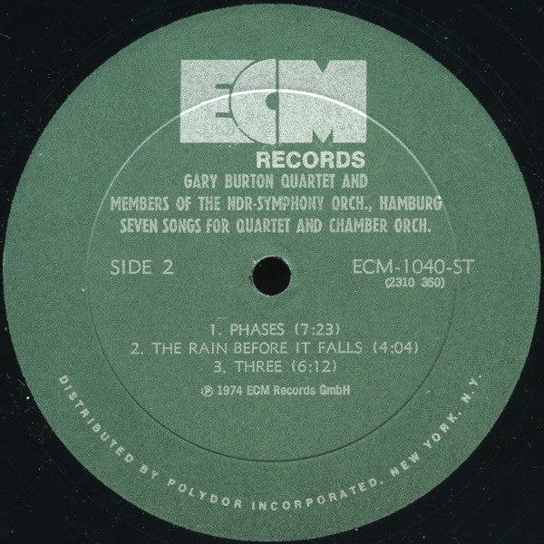 Seven Songs For Quartet And Chamber Orchestra