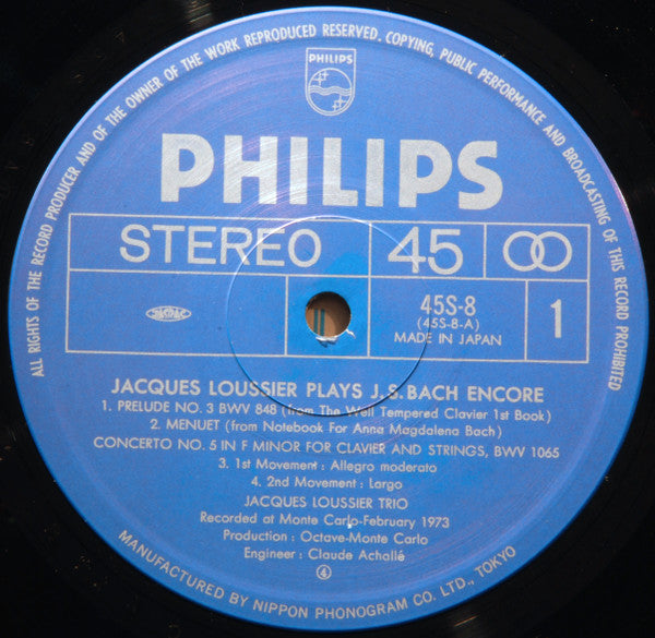 Plays J. S. Bach Encore