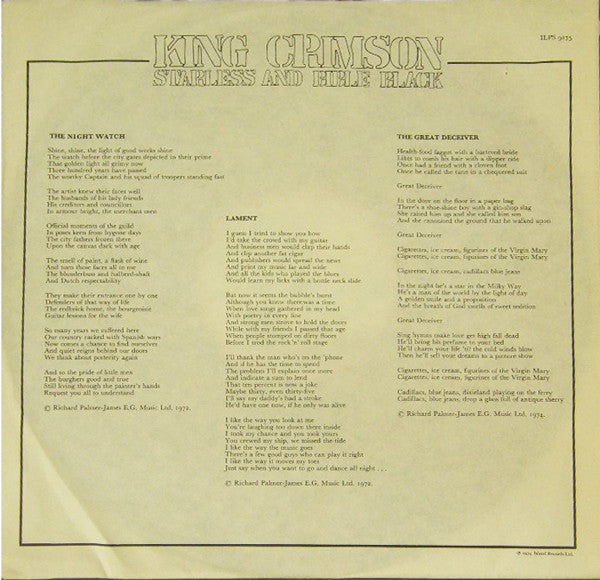 Starless And Bible Black