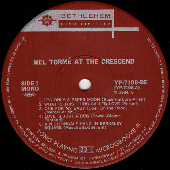 Gene Norman Presents Mel Tormé At The Crescendo