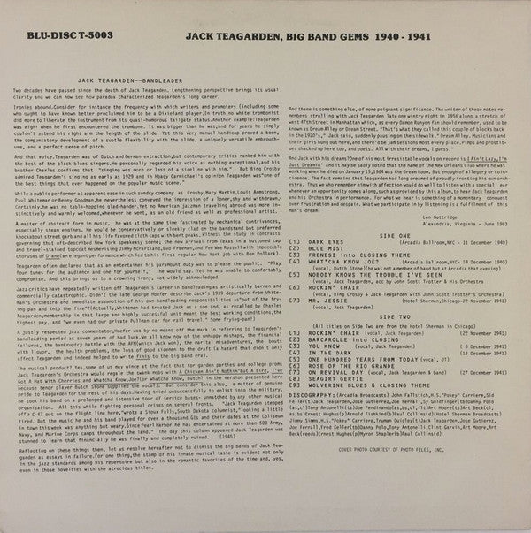 Jack Teagarden, Big Band Gems 1940 - 1941