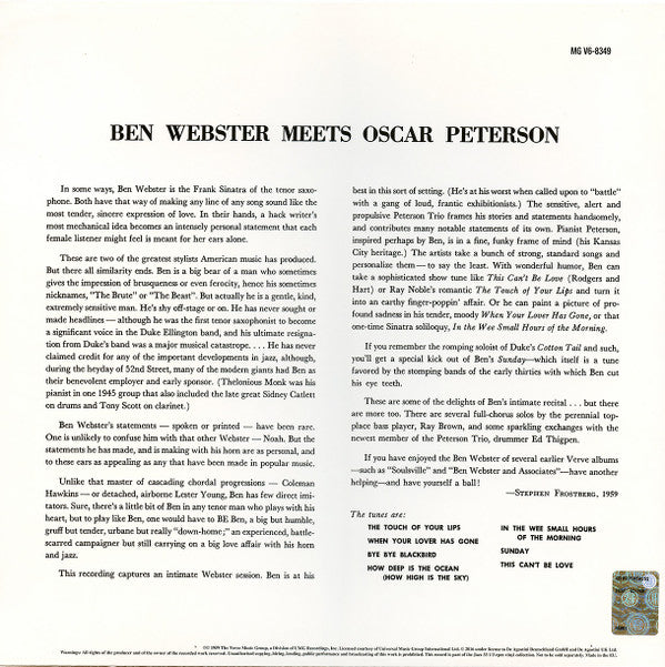 Ben Webster Meets Oscar Peterson