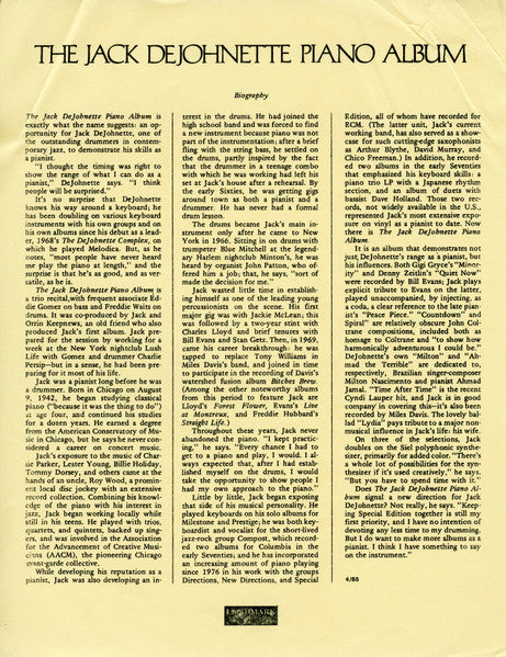 The Jack DeJohnette Piano Album