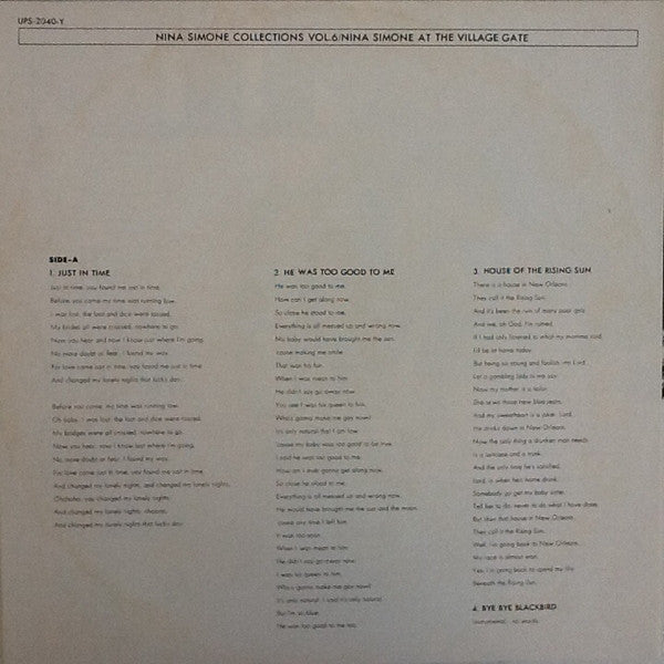 At The Village Gate - Nina Simone Collections Vol. 6