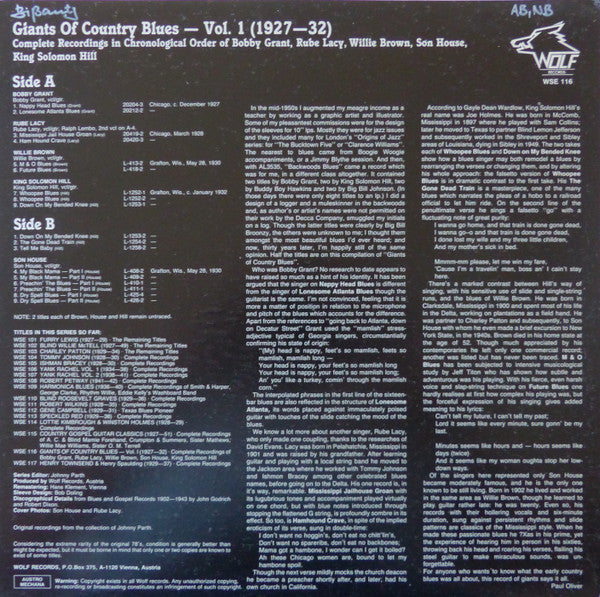 Giants Of Country Blues - Vol. 1 (1927-32)