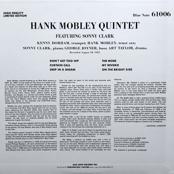 Hank Mobley Quintet Featuring Sonny Clark