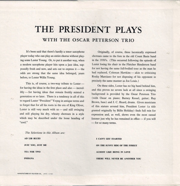 The President Plays With The Oscar Peterson Trio