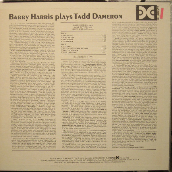 Barry Harris Plays Tadd Dameron