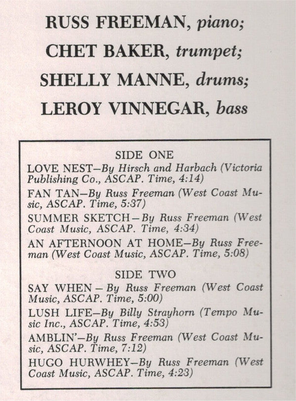 Quartet: Russ Freeman Chet Baker