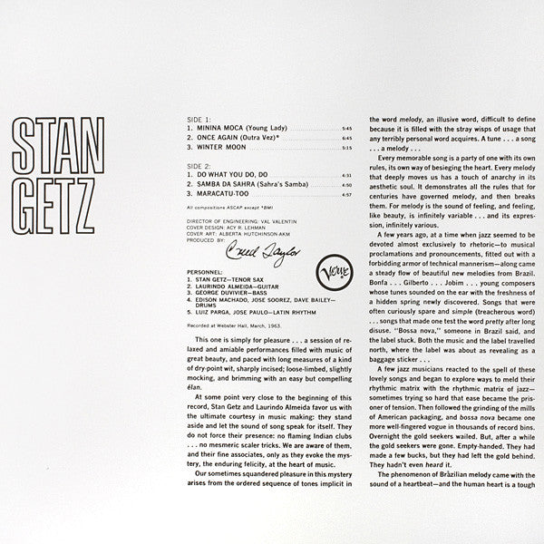 Stan Getz With Guest Artist Laurindo Almeida