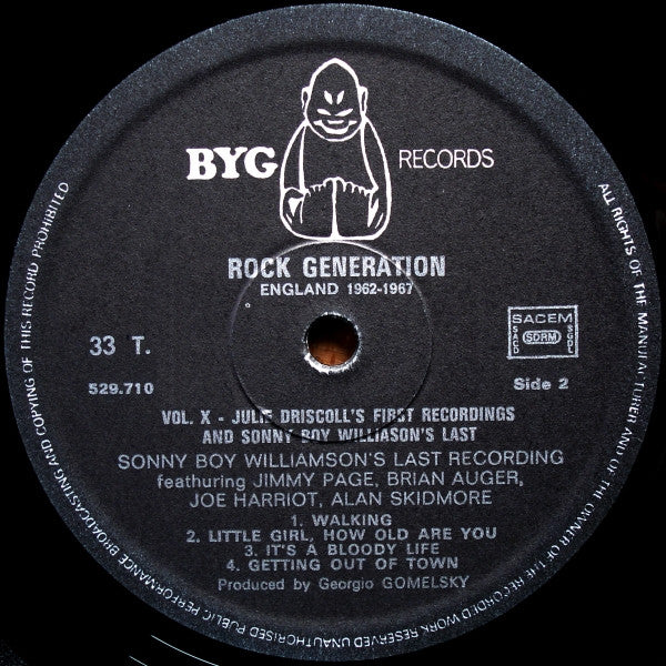 Rock Generation Volume 10 - Julie Driscoll's First Recordings And Sonny Boy Williamson's Last