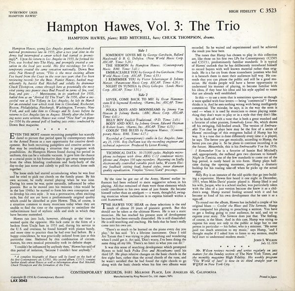 Everybody Likes Hampton Hawes, Vol. 3: The Trio