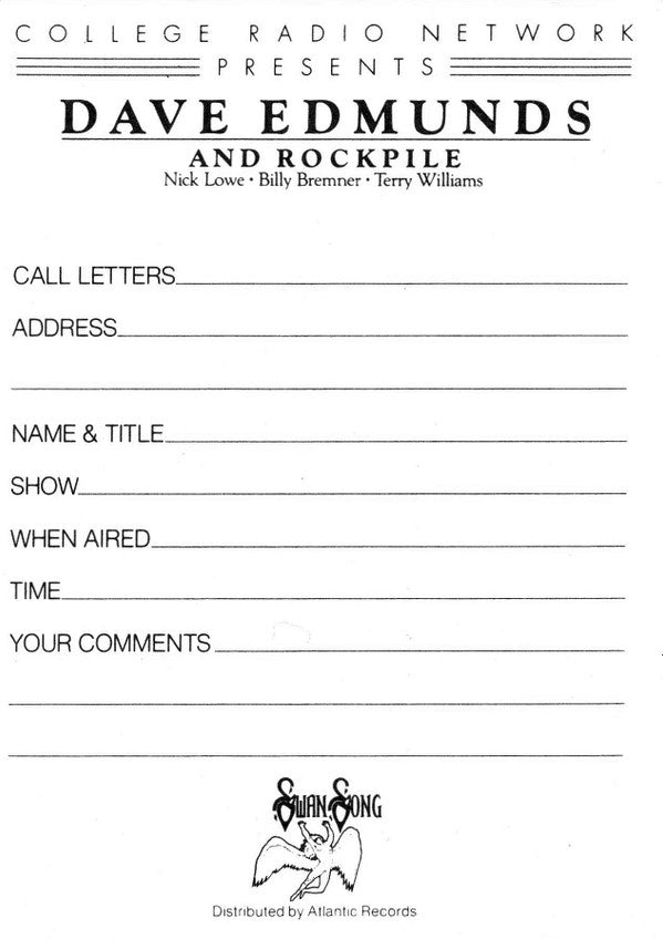 College Radio Network Presents Dave Edmunds And Rockpile