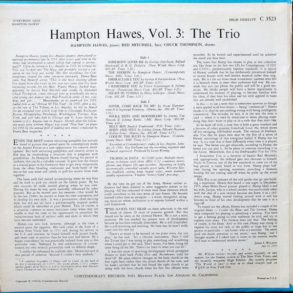 Everybody Likes Hampton Hawes, Vol. 3: The Trio