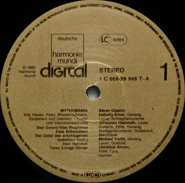 Mythomania (Von Hexen, Feen, Wassermännern, Zauberern Und Geistern - Lieder Und Instrumentalstücke)