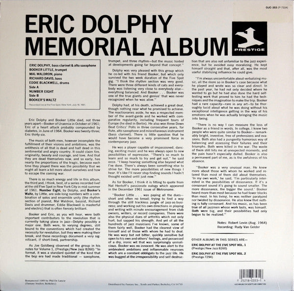 Memorial Album Recorded Live At The Five Spot