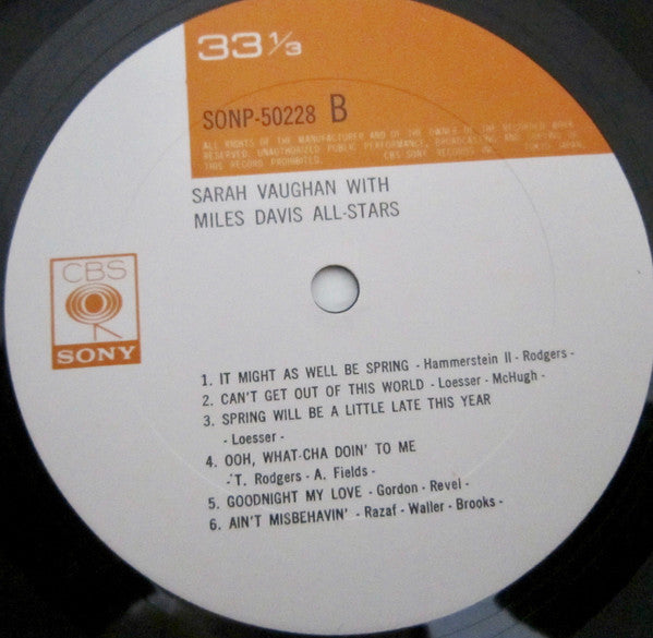 Sarah Vaughan With Miles Davis All-Stars