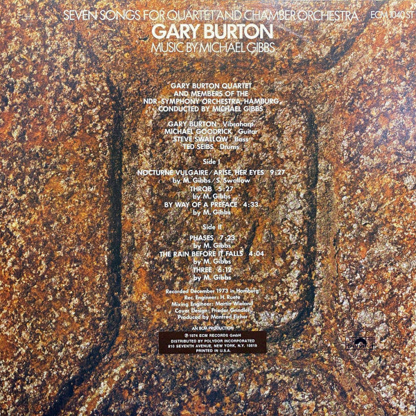 Seven Songs For Quartet And Chamber Orchestra