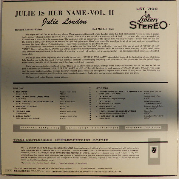 Julie Is Her Name Volume Two