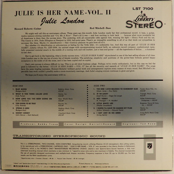 Julie Is Her Name Volume Two