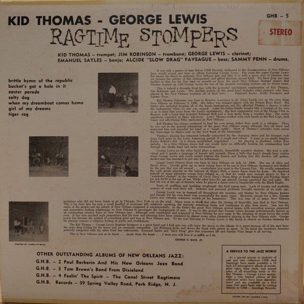 Kid Thomas - George Lewis Ragtime Stompers