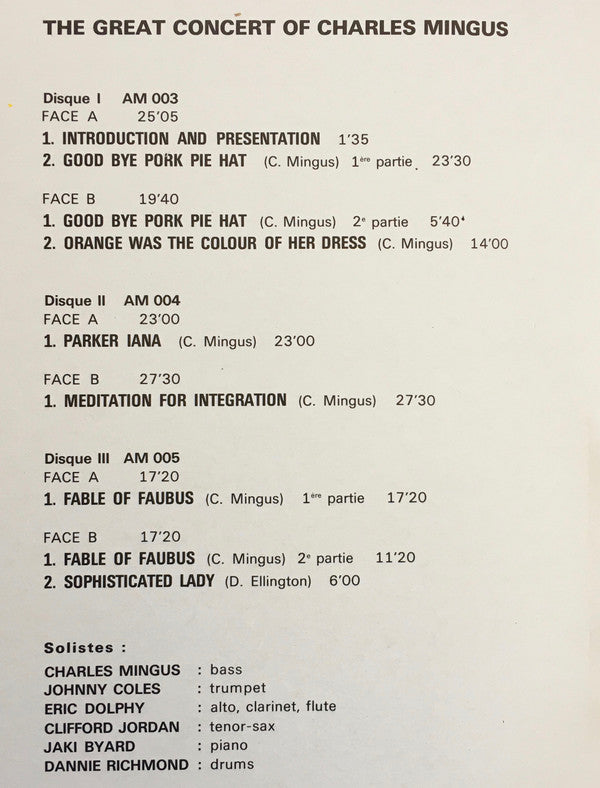 The Great Concert Of Charles Mingus