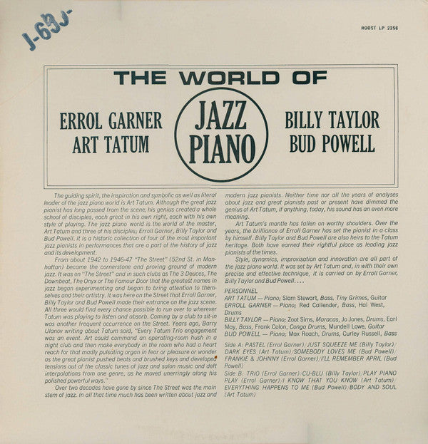 Master Release: The World Of Jazz Piano by Various