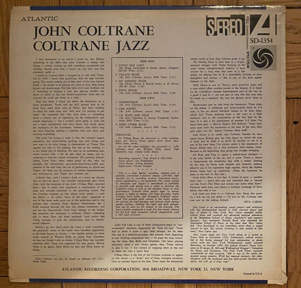 Release: Coltrane Jazz-Vinyl-US-1962-1354, SD-1354, SD 1354-18233821