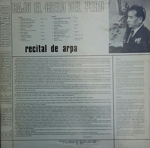 Release: El Arpa De Florencio Coronado - Bajo El Cielo Del Peru-Vinyl-Peru-1971-S.E. 9348-12268448
