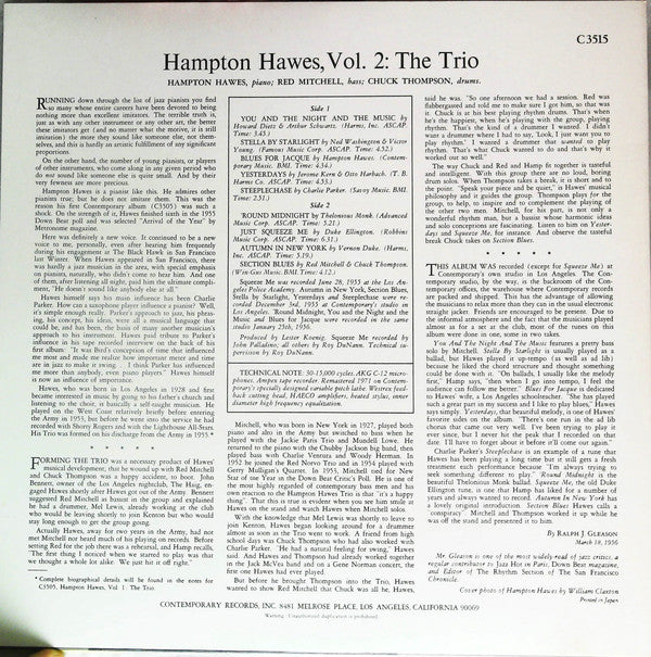 Release: This Is Hampton Hawes Vol. 2: The Trio-Vinyl-Japan-None-P-7630-21895042