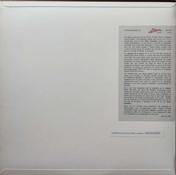 Deux Concertos Grossos De L'Estro Armonico / Leur Transposition Pour Orgue