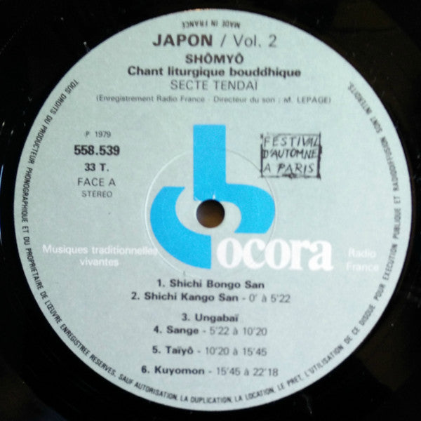 Japon 2 / Shômyô (Chant Liturgique Bouddhique, Secte Tendaï)