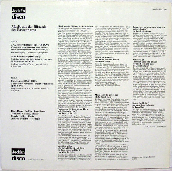 Master Release: Musik Aus Der Blütezeit Des Bassetthorns by Johann Georg Heinrich Backofen