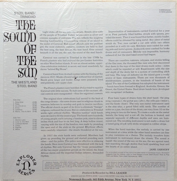 Steel Band/Trinidad: The Sound Of The Sun = 太陽の響き - トリニダードのスチールバンド