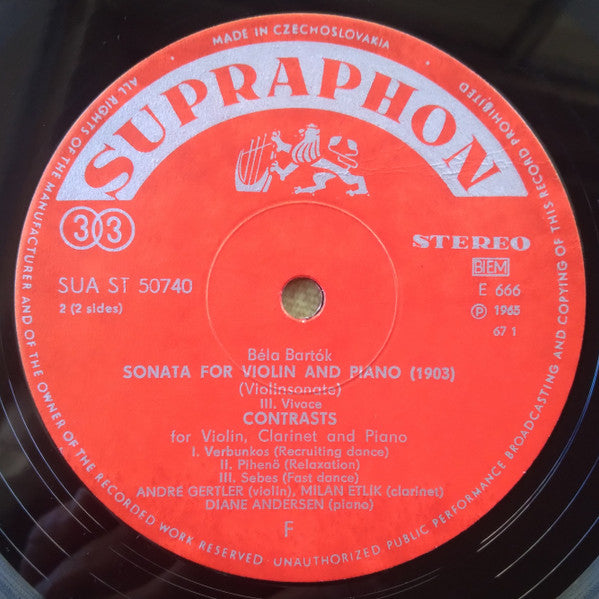 Sonata For Violin And Piano (Unpublished) / "Contrasts" For Violin, Clarinet And Piano