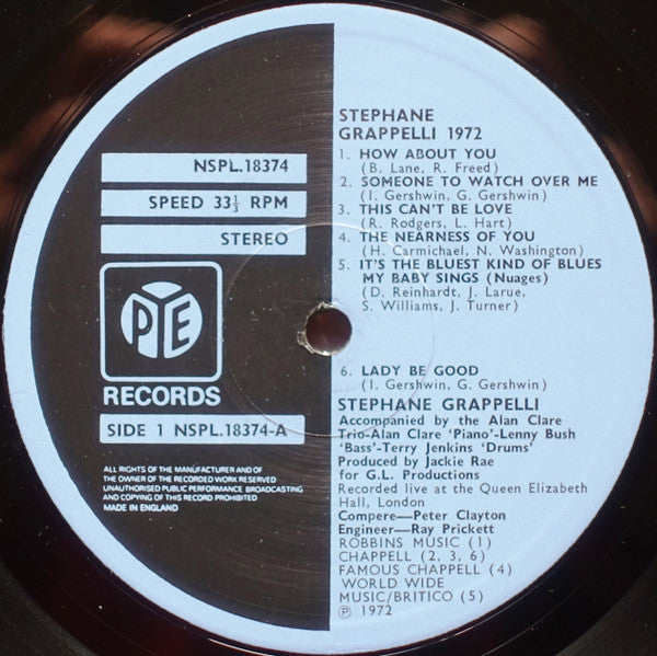 Stéphane Grappelli 1972 (Recorded Live At The Queen Elizabeth Hall London)