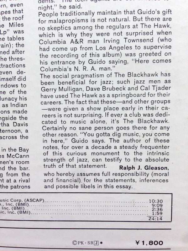 In Person Friday And Saturday Nights At The Blackhawk, San Francisco volume 1