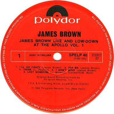 James Brown At The Apollo Volume 1
