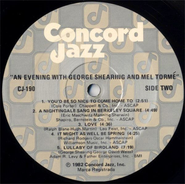 An Evening With George Shearing And Mel Tormé