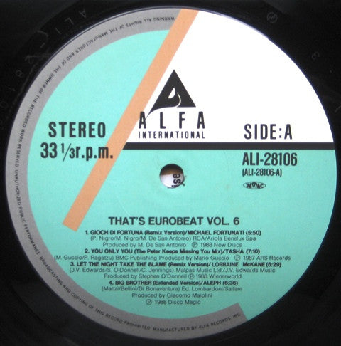 That's Eurobeat Vol. 6