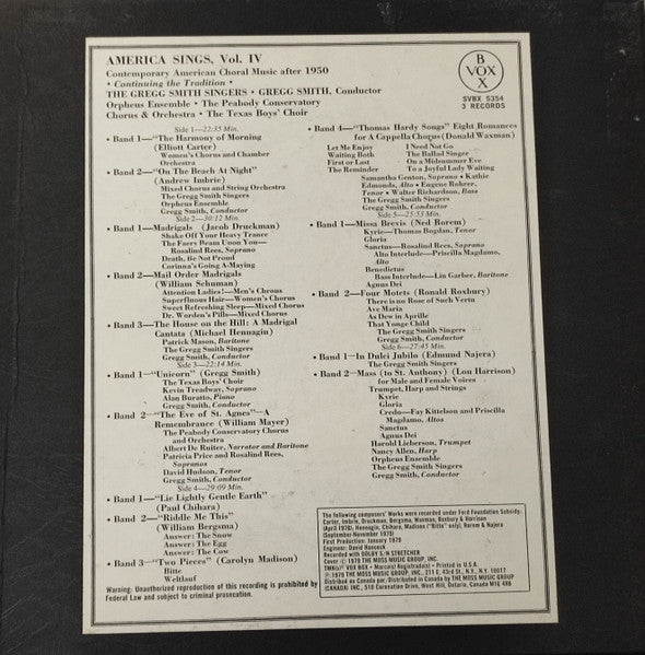 America Sings Volume V (American Choral Music After 1950)