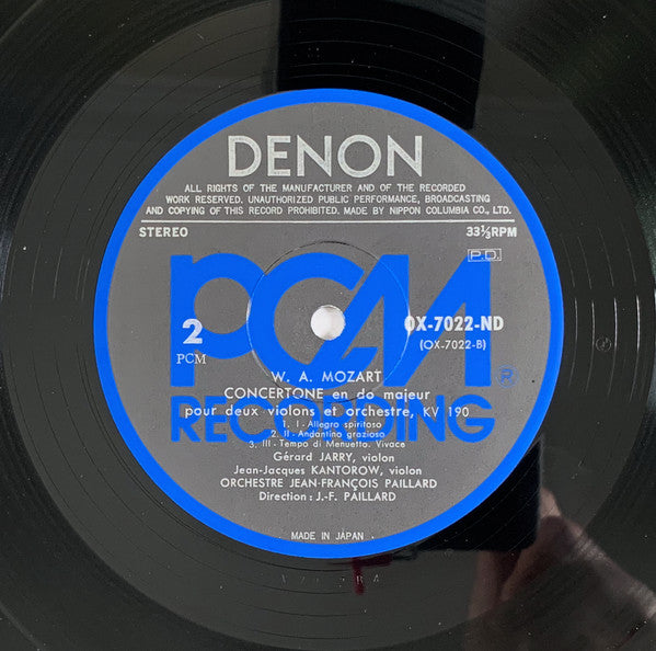 Symphonie Concertante Pour Violon, Alto Et Orchestre En Mi Bemol Majeur KV364 / Concertone Pour Deux Violons Et Orchestre En Ut Majeur KV190
