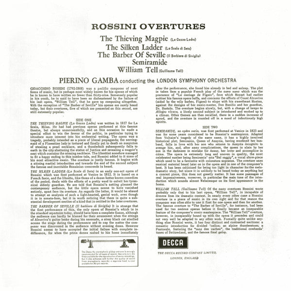 Overtures (Thieving Magpie . Silken Ladder . Barber Of Seville . Semiramide . William Tell)