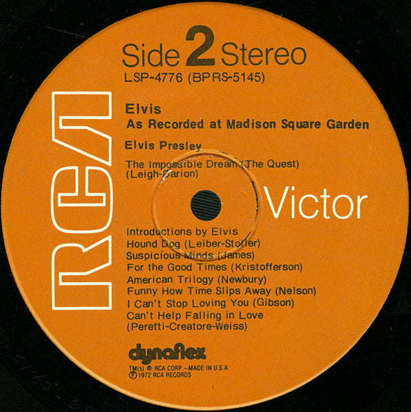Elvis As Recorded At Madison Square Garden